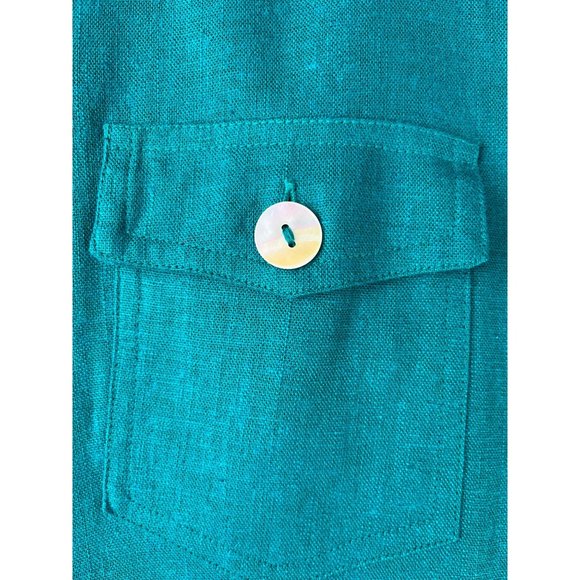 VTG 90's Robbie Bee Linen Blend Maxi Shell Button Front Dress, Women's Size 16 - Picture 11 of 16